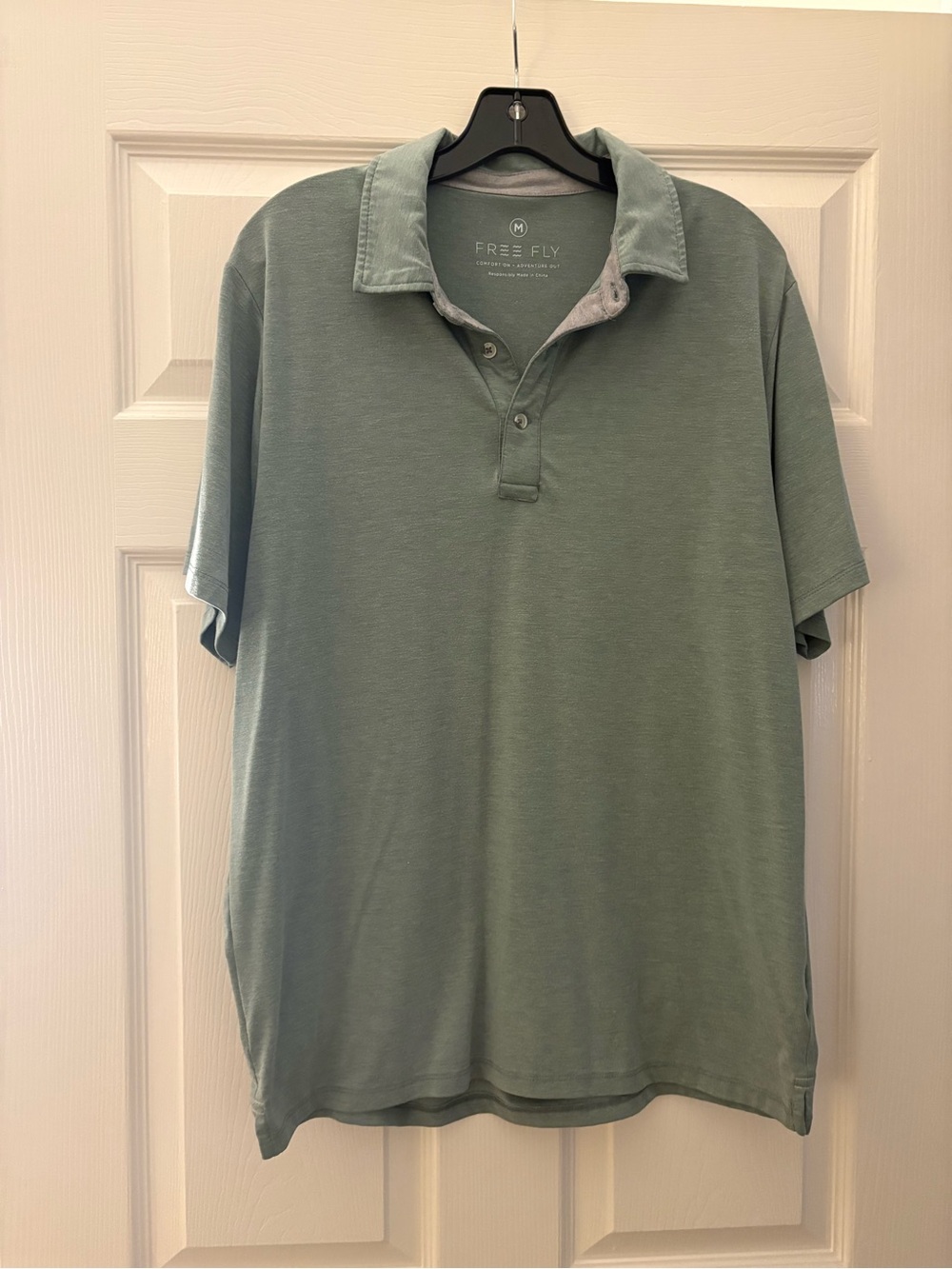 Free Fly Apparel Men's Sage Green Button-Down Polo Shirt